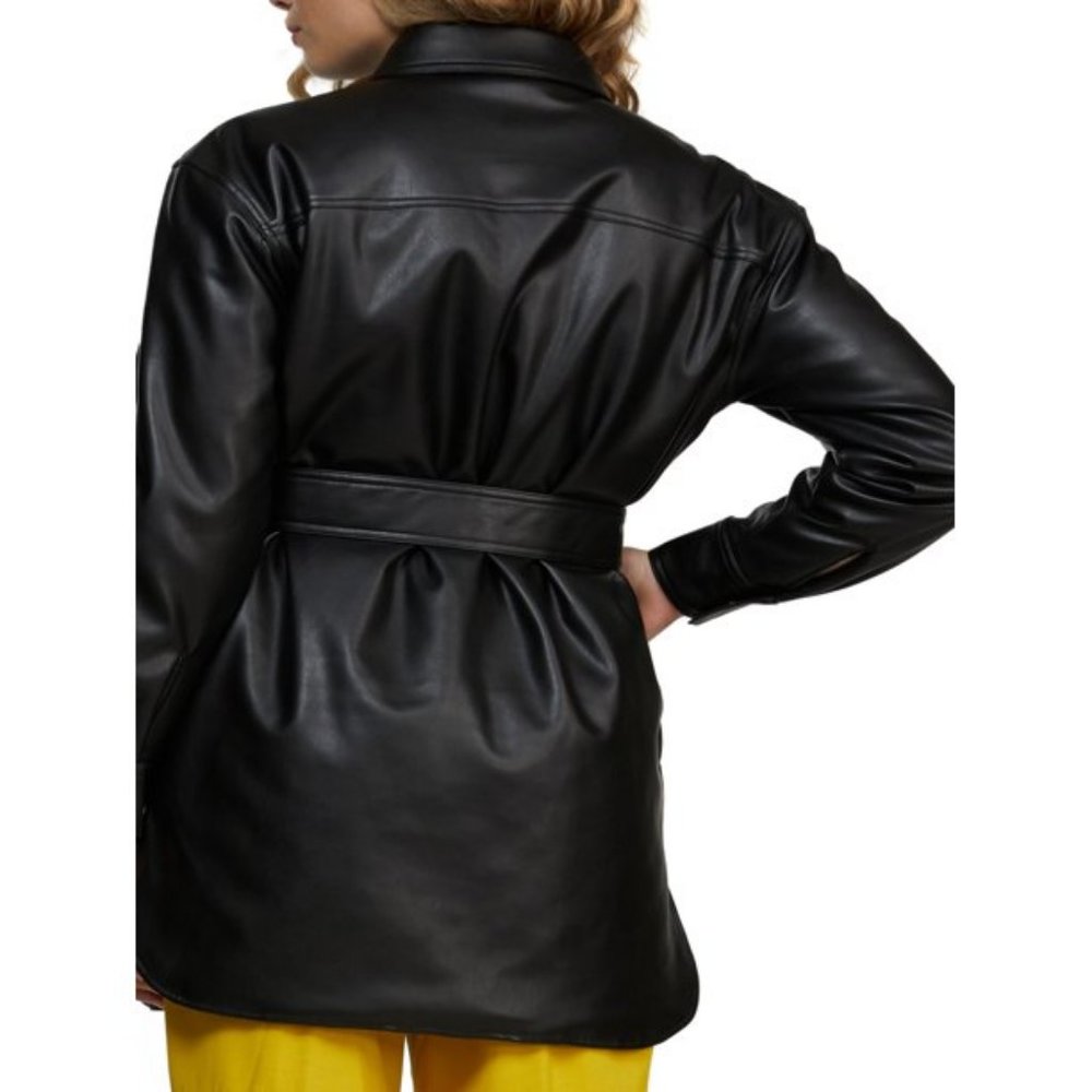 FREE SHIPPING! NVLT Women’s Vegan Leather Shirt Jacket - Picture 2 of 11